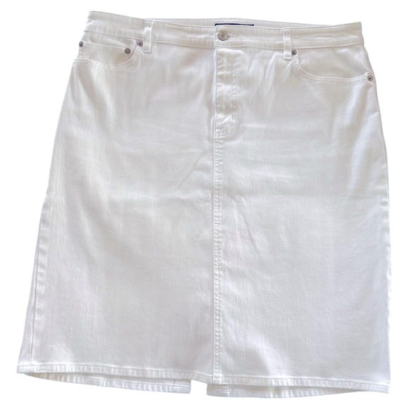 Lauren Ralph Lauren Dresses & Skirts - EUC Lauren Ralph Lauren white Denim Mid Rise Pencil Skirt size 18 black label